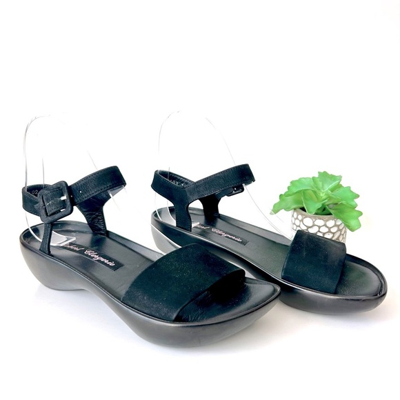 Robert Clergerie Black Leather Platform Sandals Ankle Strap Open Toe Clog Size 6 - Picture 2 of 10